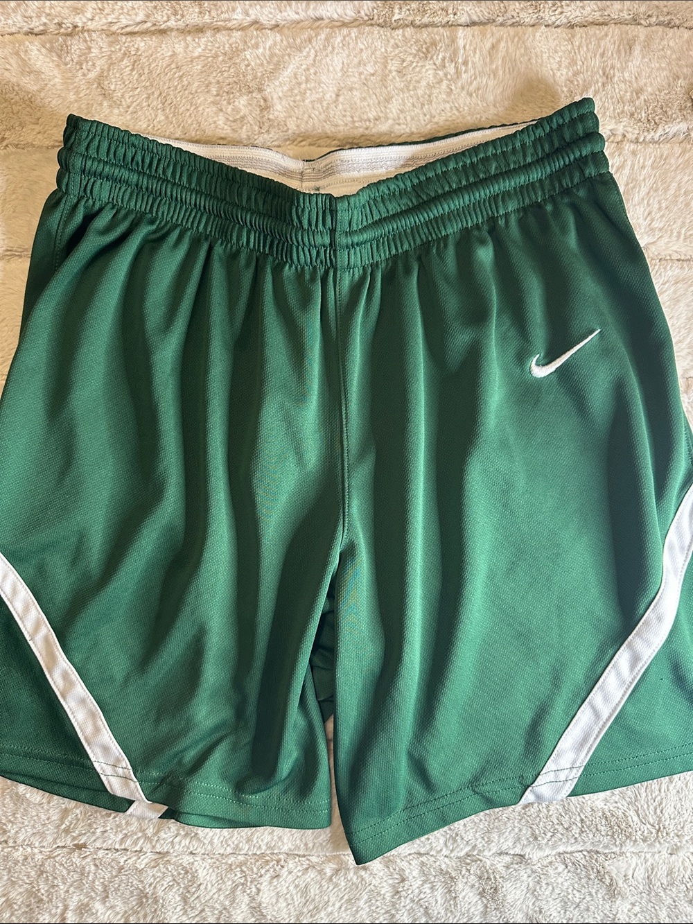 Nike Dark Green Shorts with White Trim, Medium